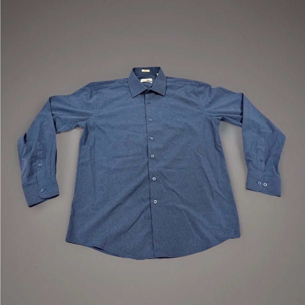 Lucky Brand Linen Button Down Shirt Mens M Blue Long Sleeve Shirt. Vintage